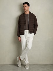 Reiss Dark Chocolate Rochdale Hybrid Quilt Raglan-Sleeve Bomber Jacket - Image 3 of 5