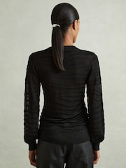 Reiss Black Zana Striped V-Neck Jumper - Image 5 of 6