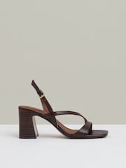 Шоколадный - кожаные босоножки на каблуке Reiss Alice - Изображение 1 из 5