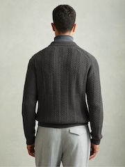 Reiss Winnie Zip Through Cabled Jumper with Cotton and Wool - Изображение 4 из 6