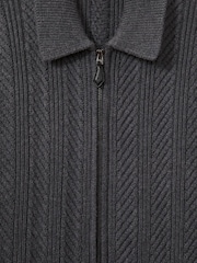 Reiss Winnie Zip Through Cabled Jumper with Cotton and Wool - Изображение 6 из 6
