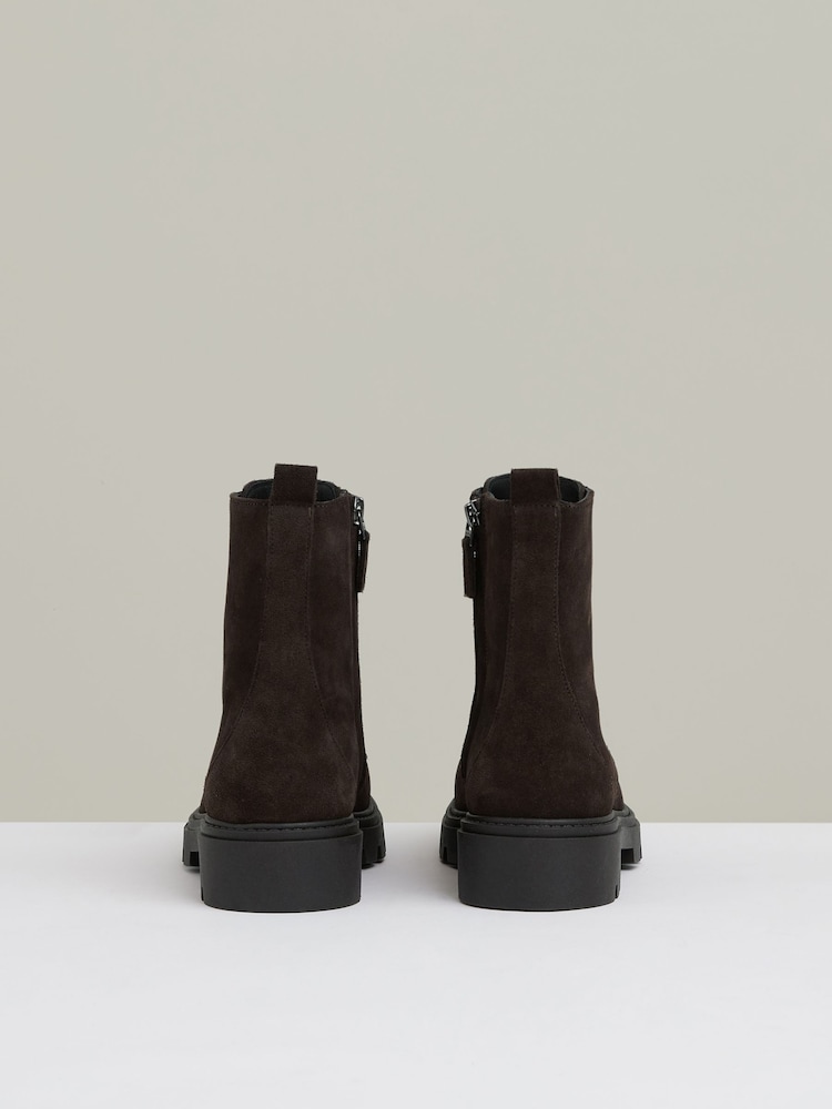 Reiss Chocolate Ellie Leather Lace-Up Boots - Image 5 of 5
