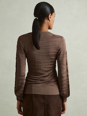 Reiss Mink Zana Striped V-Neck Jumper - Image 4 of 6