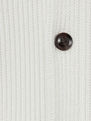 Reiss White Winters Ribbed Shawl-Collar Cardigan with Cotton and Wool - Image 6 of 6