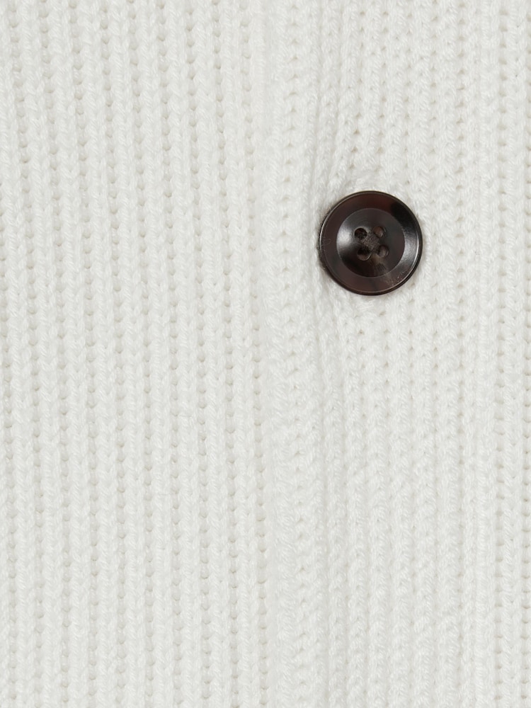 Reiss White Winters Ribbed Shawl-Collar Cardigan with Cotton and Wool - Image 6 of 6