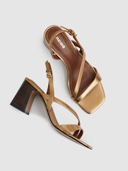 Reiss Bronze Alice Strappy Leather Heeled Sandals - Image 3 of 5