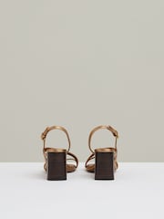 Reiss Bronze Alice Strappy Leather Heeled Sandals - Image 5 of 5