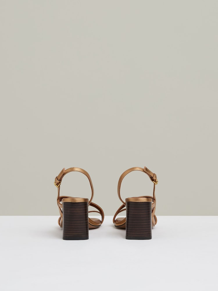Reiss Bronze Alice Strappy Leather Heeled Sandals - Image 5 of 5