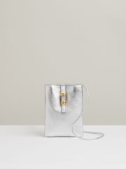 Reiss Silver Vienna Leather Phone Holder - Image 1 of 4