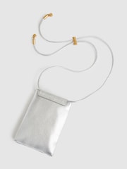 Reiss Silver Vienna Leather Phone Holder - Image 3 of 4