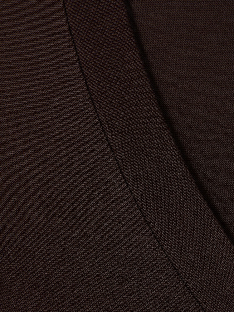 Reiss Chocolate Brady Jersey V-Neck Top - Image 7 of 7