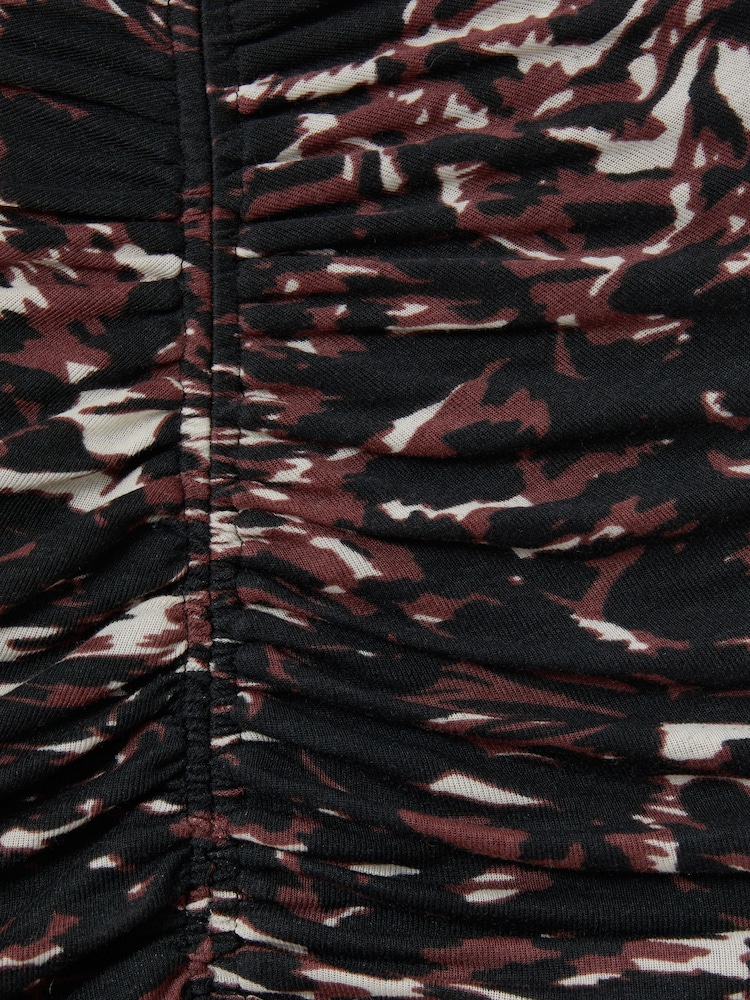 Reiss Black/Brown Tammy Printed Ruched Top - Image 5 of 5