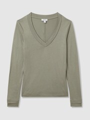 Reiss Sage Brady Jersey V-Neck Top - Image 2 of 6
