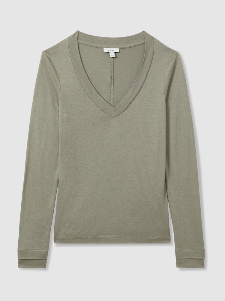 Reiss Sage Brady Jersey V-Neck Top - Image 2 of 6