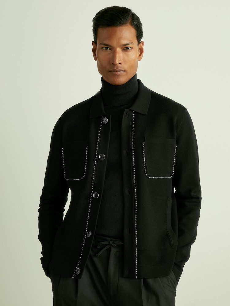 Reiss Black Stream Hardware-Embellished Cardigan - Image 3 of 6