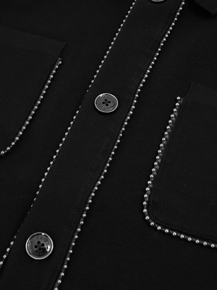 Reiss Black Stream Hardware-Embellished Cardigan - Image 6 of 6
