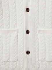Reiss White Armitage Cabled Shawl-Collar Cardigan with Cotton and Wool - Image 6 of 6