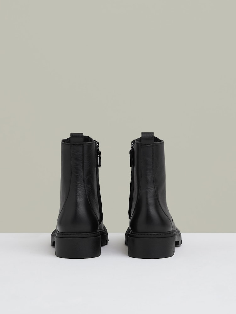 Reiss Black Ellie Leather Lace-Up Boots - Image 5 of 5
