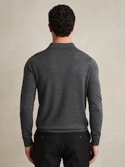 Reiss Derby Grey Marl Trafford Merino Wool Polo Shirt - Image 5 of 5