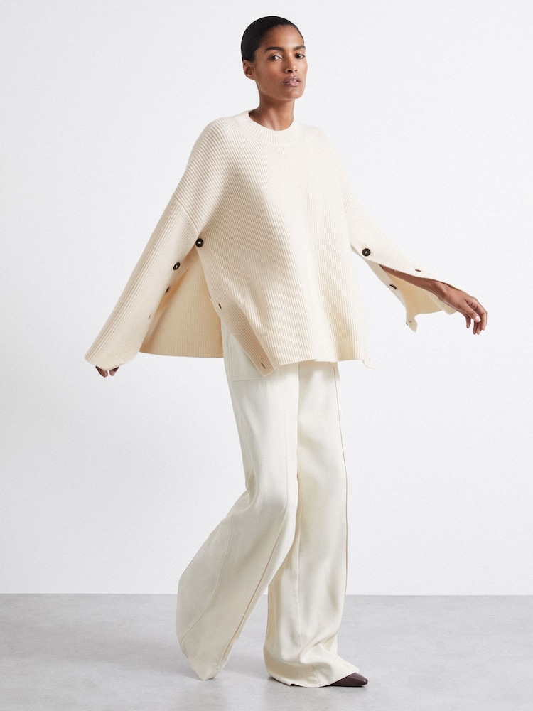 Reiss Ivory Eloise Atelier Buttoned Wool and Cashmere Jumper - Image 1 of 6
