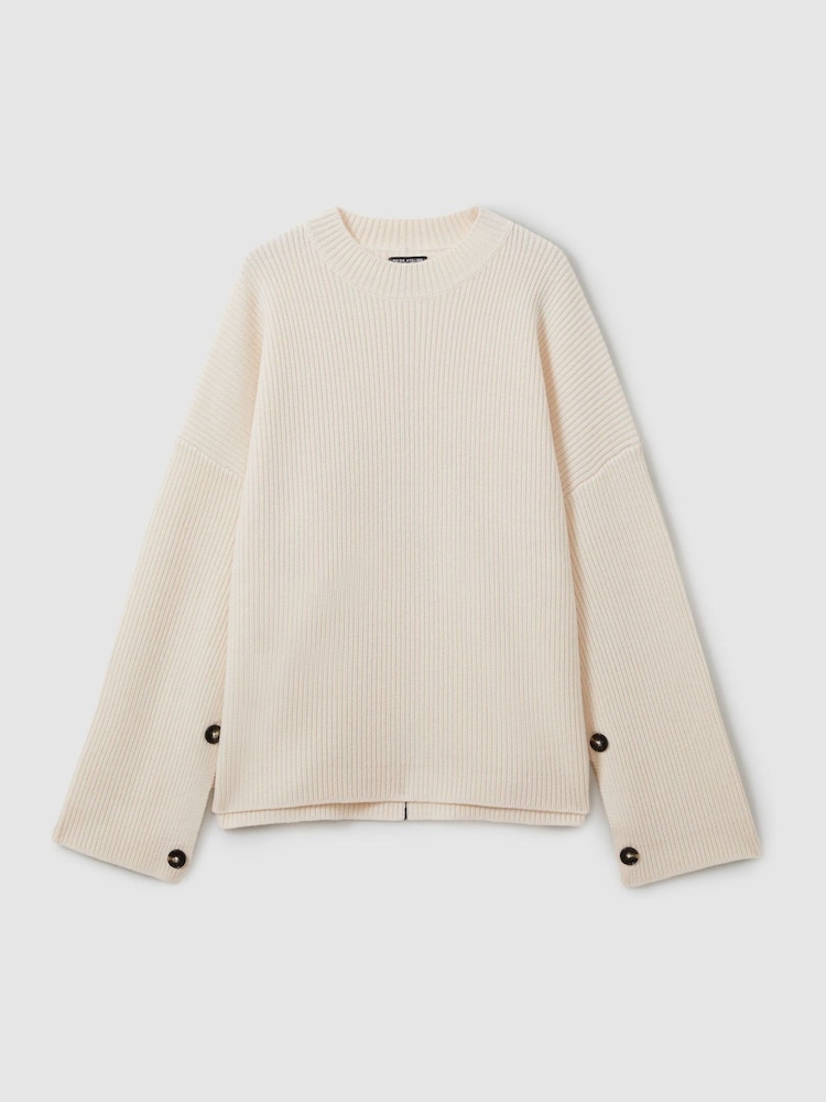Reiss Ivory Eloise Atelier Buttoned Wool and Cashmere Jumper - Image 2 of 6