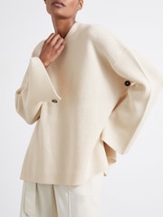 Reiss Ivory Eloise Atelier Buttoned Wool and Cashmere Jumper - Image 3 of 6