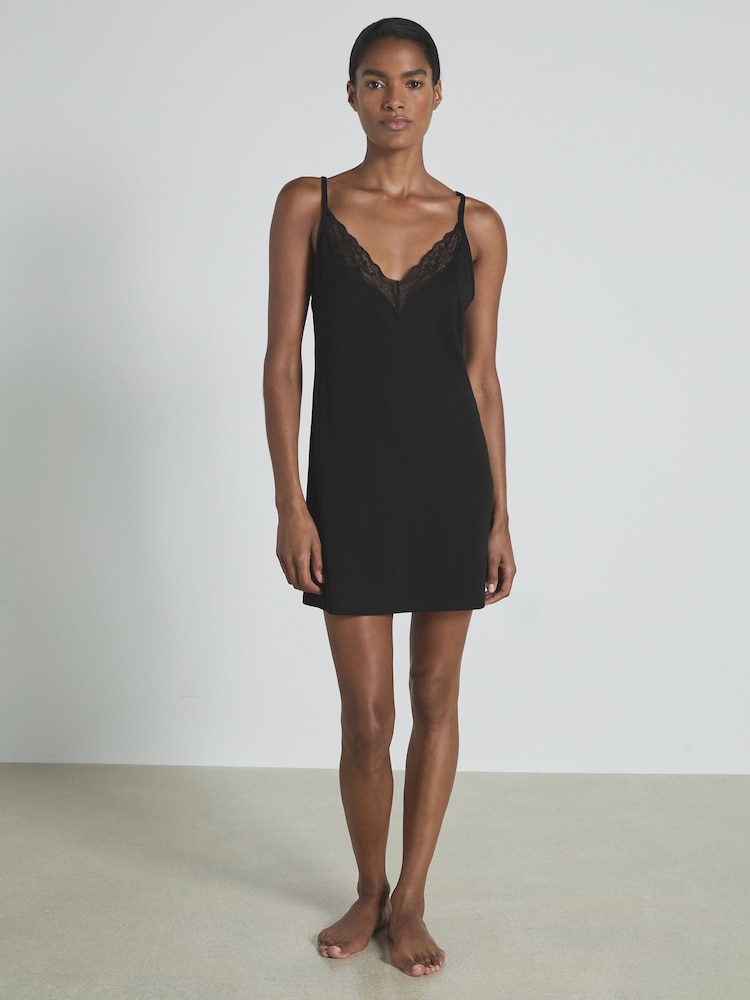 Reiss Dana Lace-Trimmed Jersey Nightdress with Cotton and Modal - Image 3 of 6