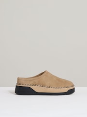 Reiss Tan Sydney Suede Shearling-Lined Mules - Image 1 of 5