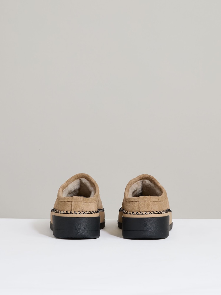 Reiss Tan Sydney Suede Shearling-Lined Mules - Image 5 of 5