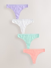 Pastel Tones Thong Logo Knickers 4 Pack - Image 4 of 10