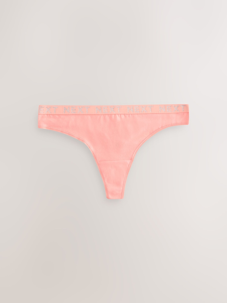 Pastel Tones Thong Logo Knickers 4 Pack - Image 6 of 10