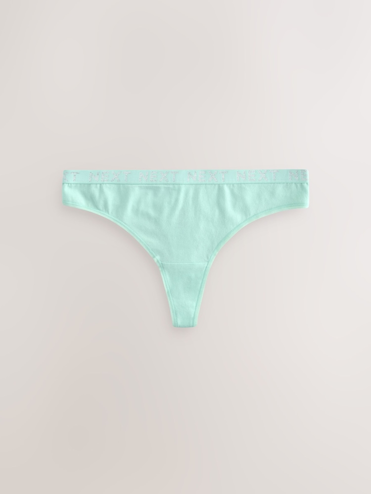 Pastel Tones Thong Logo Knickers 4 Pack - Image 7 of 10