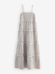Black/White Maxi Stripe Tiered 100% Cotton Dress - Image 1 of 3