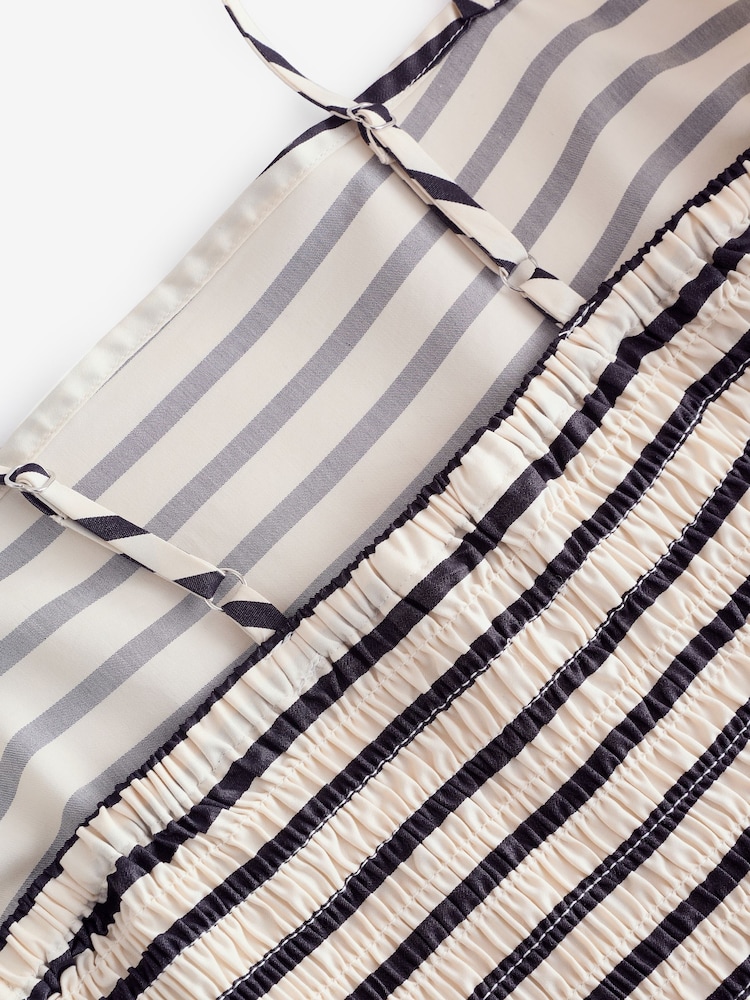 Black/White Maxi Stripe Tiered 100% Cotton Dress - Image 3 of 3