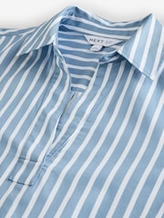 Blue Long Sleeves Midi 100% Cotton Shirt Dress - Image 3 of 3