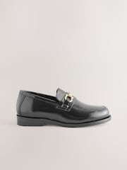 Black with Gold Hardware Leather Loafers - Image 3 of 5