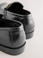 Black with Gold Hardware Leather Loafers - Image 4 of 5