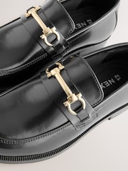 Black with Gold Hardware Leather Loafers - Image 5 of 5