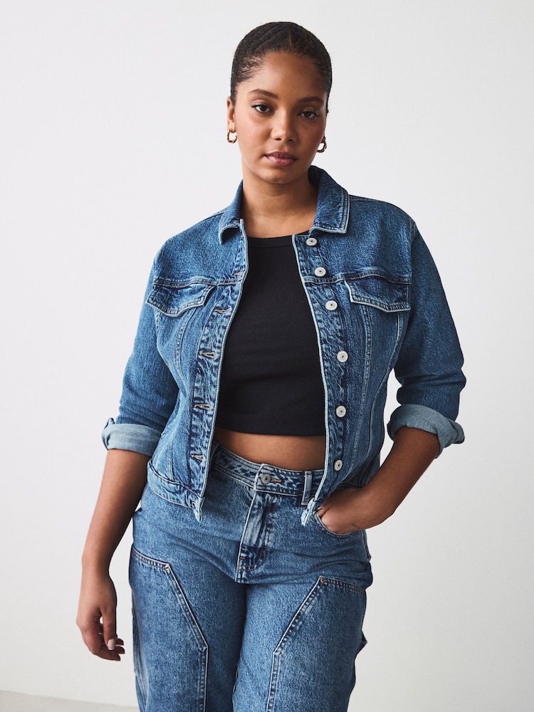 bleu foncé - Veste en jean ajustée à buste fuller - Image 2 de 10