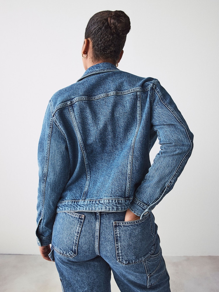 Donkerblauw - Fuller Bust Fitted Denim Jacket - Image 3 of 10
