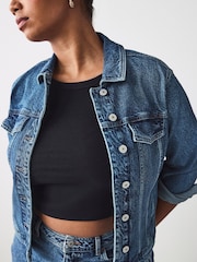 bleu foncé - Veste en jean ajustée à buste fuller - Image 4 de 10