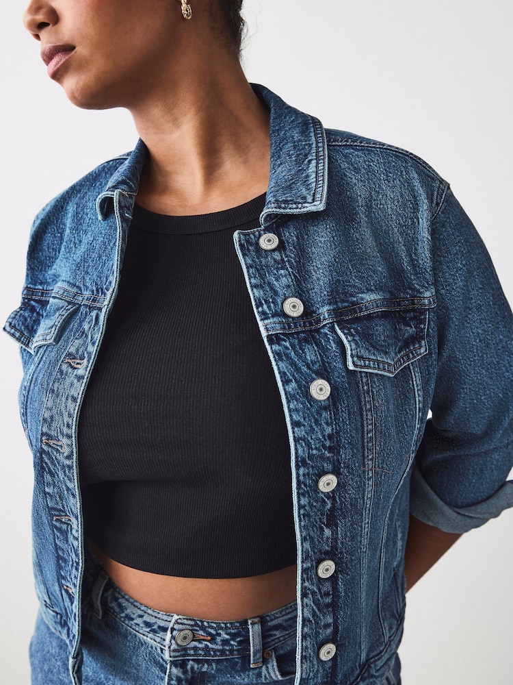 Donkerblauw - Fuller Bust Fitted Denim Jacket - Image 4 of 10