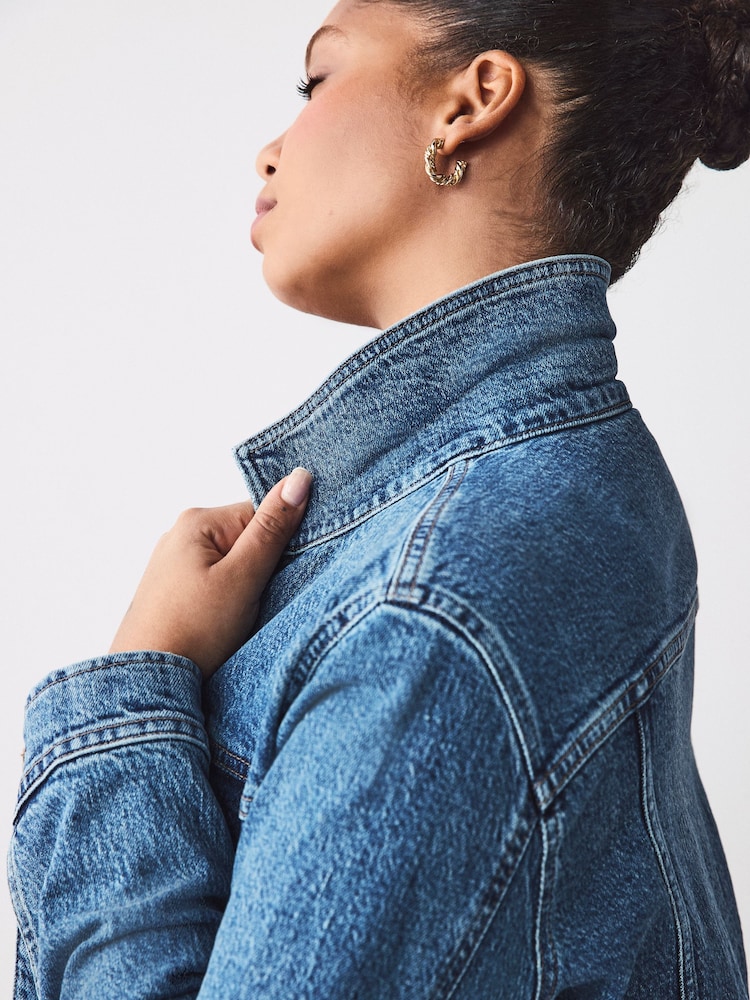 Donkerblauw - Fuller Bust Fitted Denim Jacket - Image 5 of 10