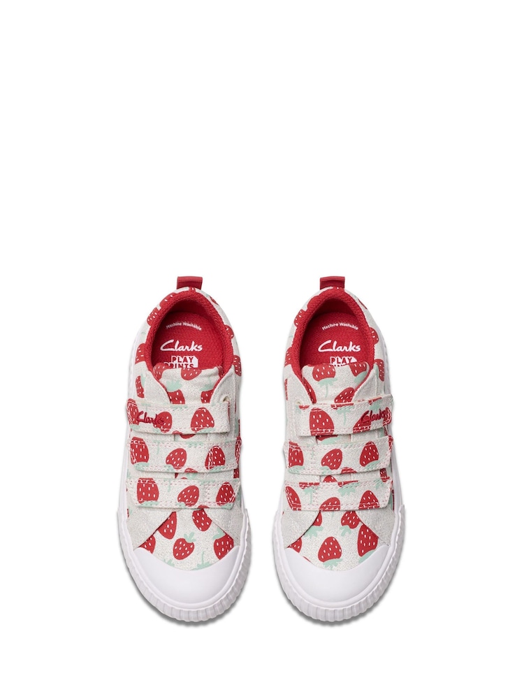 Clarks Silver Wide Fit (G) Kids Foxing Canvas Trainers - Image 6 of 7