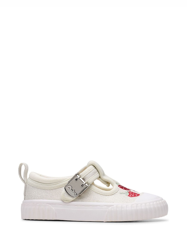 Clarks Silver Wide Fit (G) Fabric Foxing Berry Toddler Canvas Shoes - Image 1 of 7