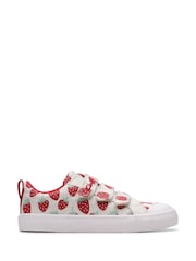 Clarks Strawberry Standard Fit (F) Kids Foxing Canvas Trainers - Image 1 of 7