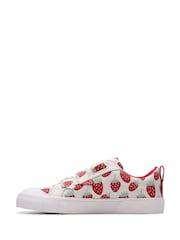 Clarks Strawberry Standard Fit (F) Kids Foxing Canvas Trainers - Image 2 of 7