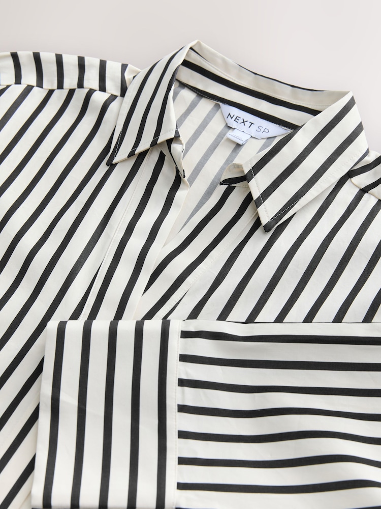 Black/White Wrap 100% Cotton Striped Blouse - Image 2 of 3