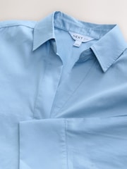 Blue Long Sleeves 100% Cotton Wrap Blouse - Image 3 of 3