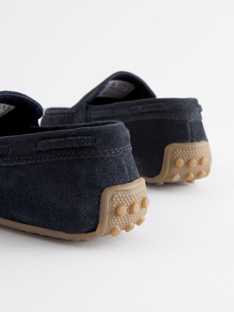 Suede Navy Wide Fit (G) Loafers - Image 3 of 6